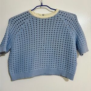 Ports 1961 Sky Blue Crochet Sweater